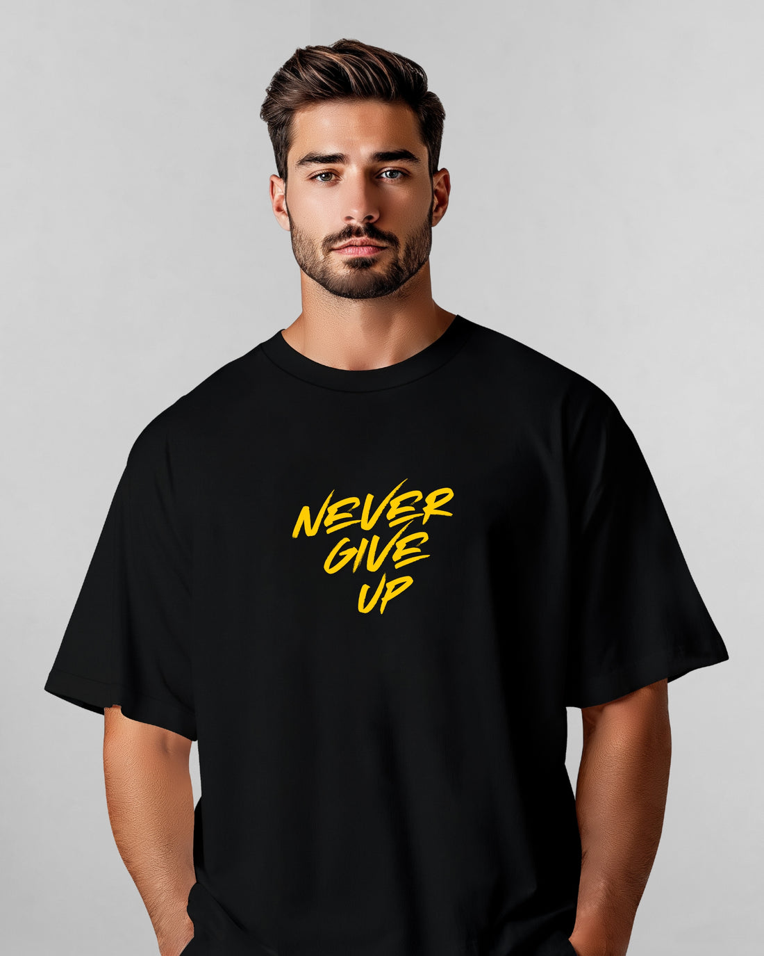 Ajithkumar vidaamuyarchi Printed Oversize T-Shirt yellow print
