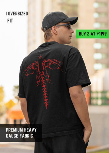 Dark Angel Spine Graphic Oversized T-Shirt | Premium oversize T-shirt