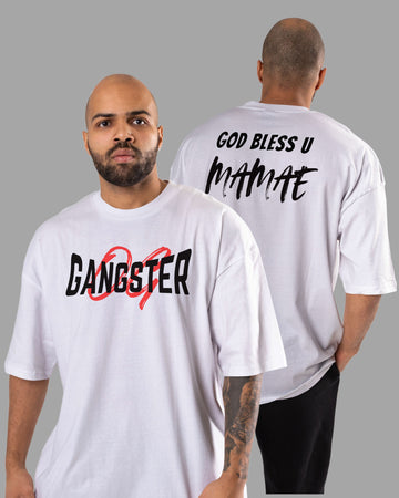 OG Gangster Good-Bad-Ugly AK Printed Cotton Lycra | Oversized T-Shirt white