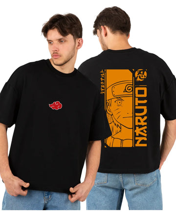Naruto both side Printed Oversized black T-shirt