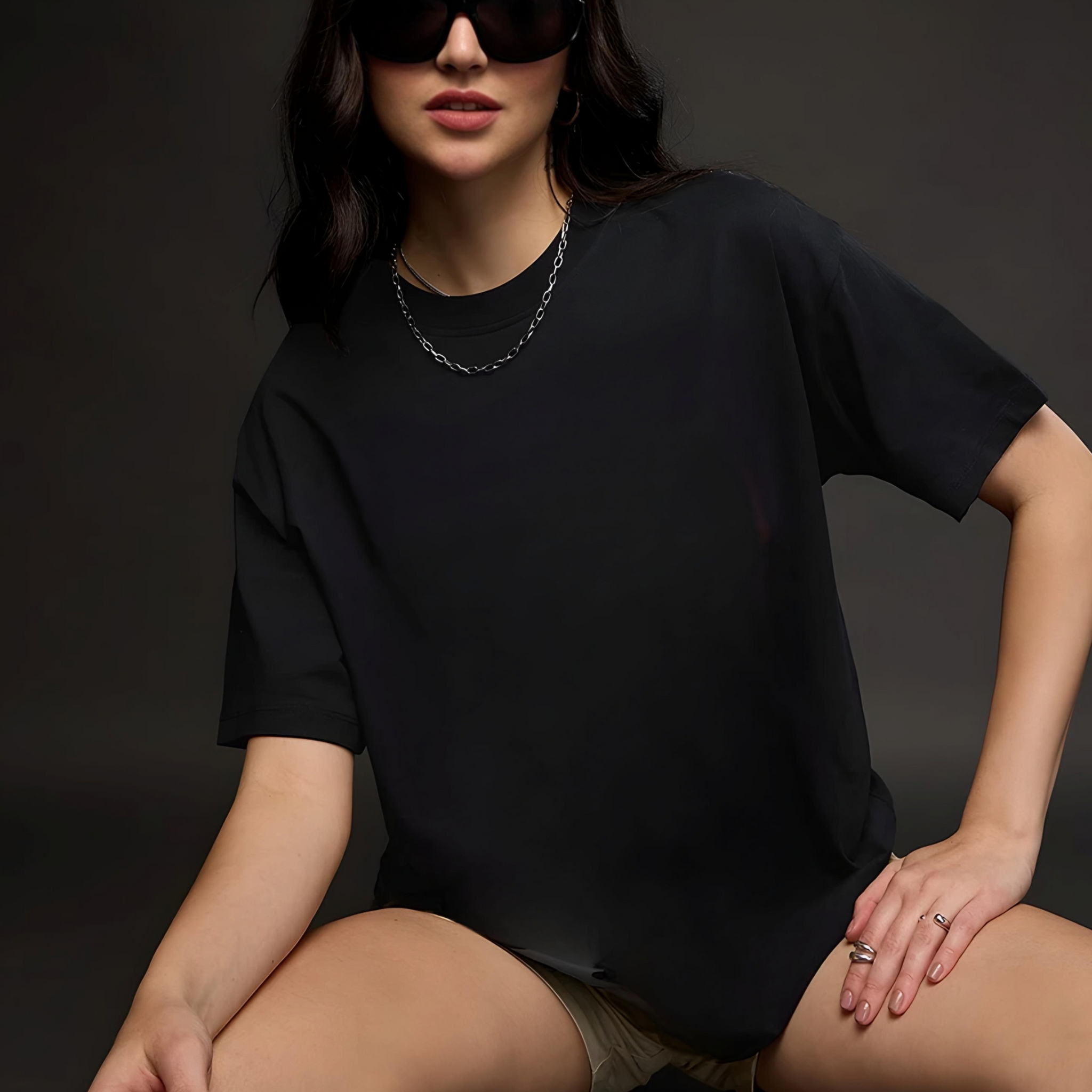 Solid Black Premium Cotton | Perfect for Casual & Streetwear Looks