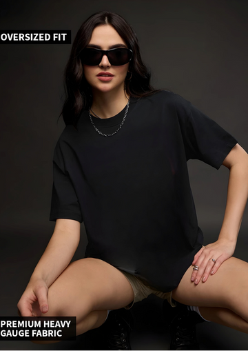 Solid Black Premium Cotton | Perfect for Casual & Streetwear Looks