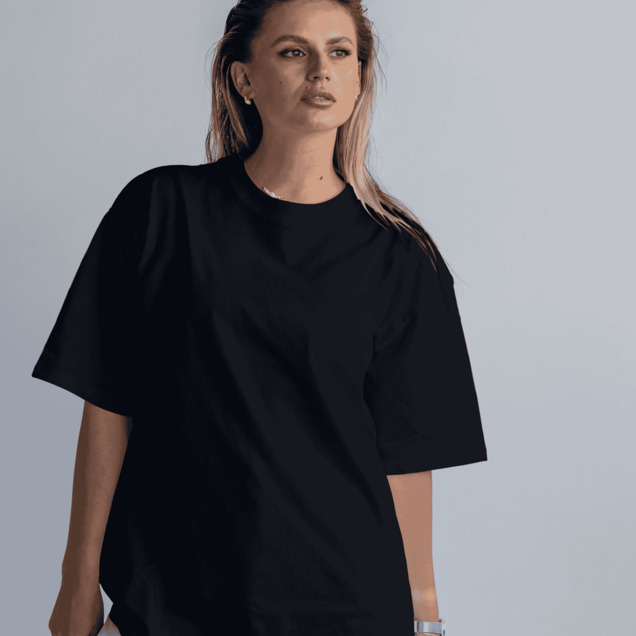 Women's Solid Premium Cotton | Oversized T-Shirt