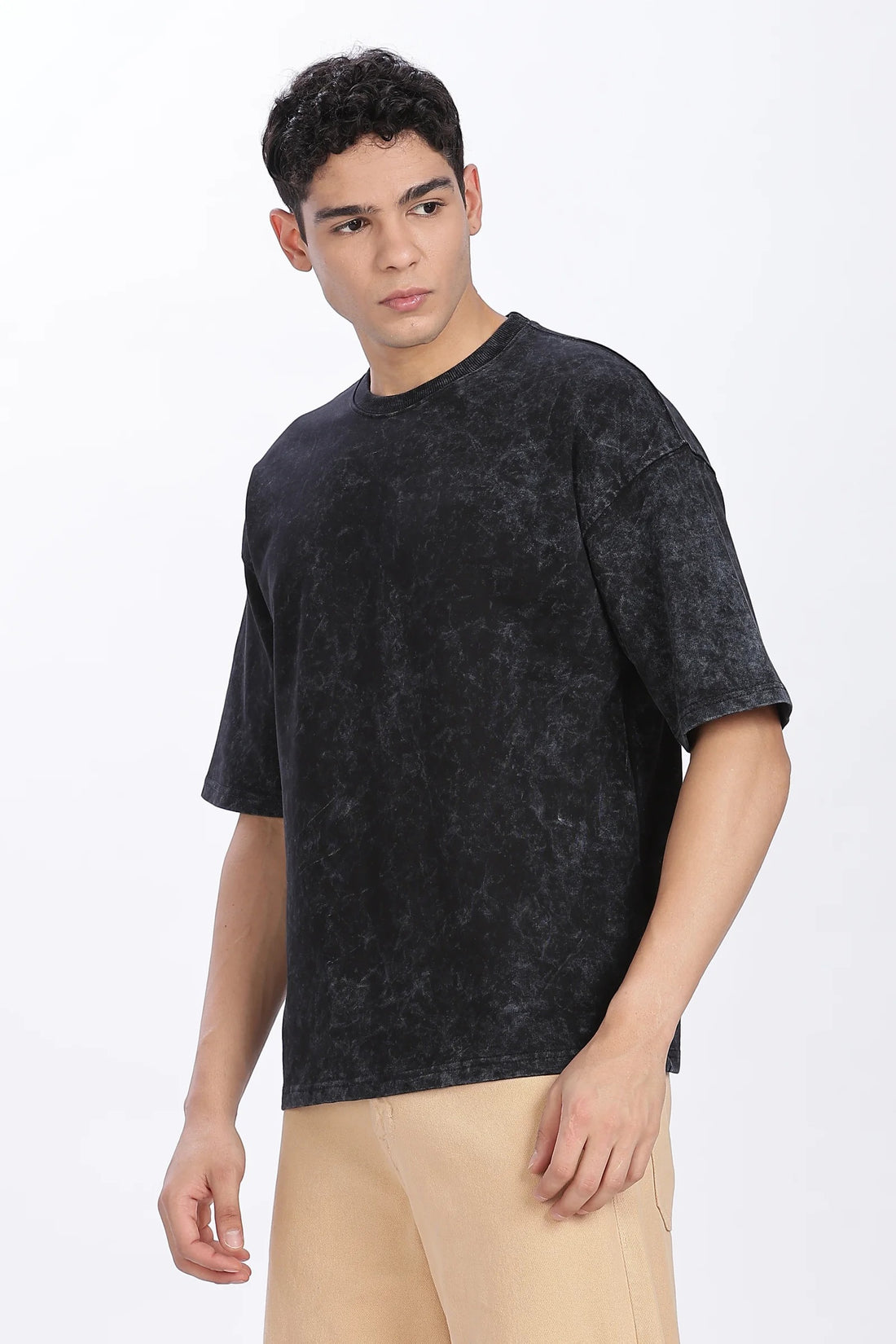 Acid wash Vintage look Oversized T-Shirt – Forest Fade| Premium oversize T-shirt Black