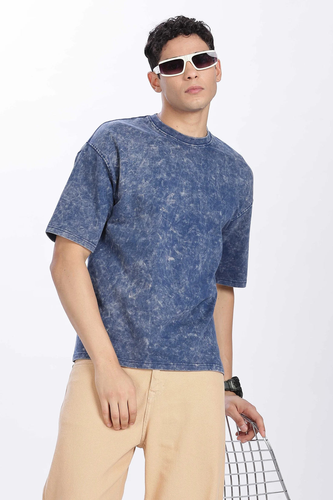 Acid wash Vintage look Oversized T-Shirt – Forest Fade| Premium oversize T-shirt blue
