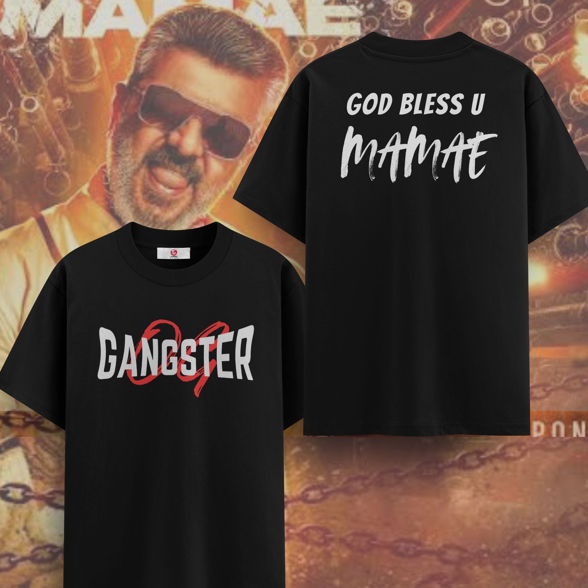 OG Gangster Good-Bad-Ugly AK Printed Cotton Lycra | Oversized T-Shirt