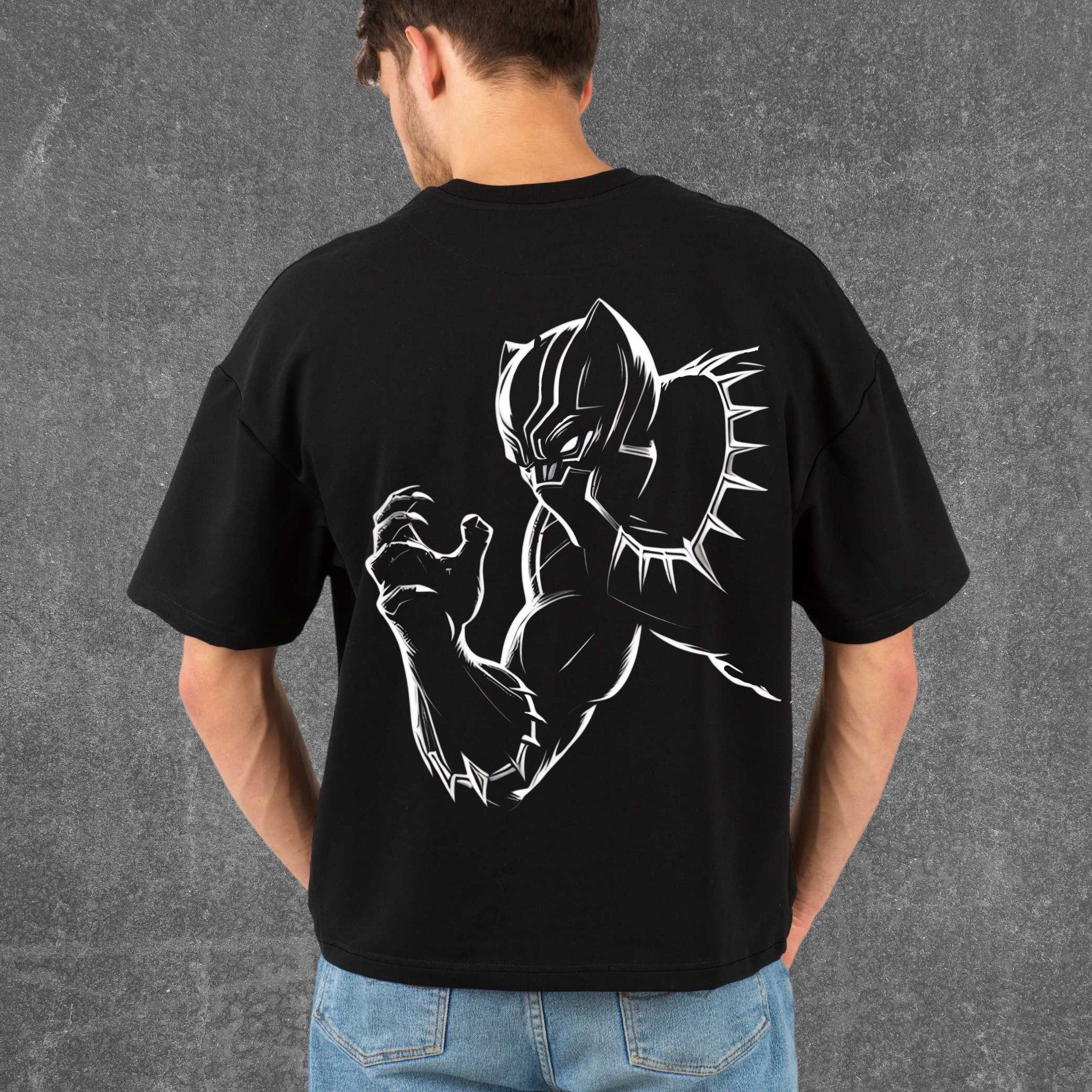 Panther Oversize Roundneck Black T-Shirt