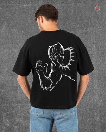 Panther Oversize Roundneck Black T-Shirt