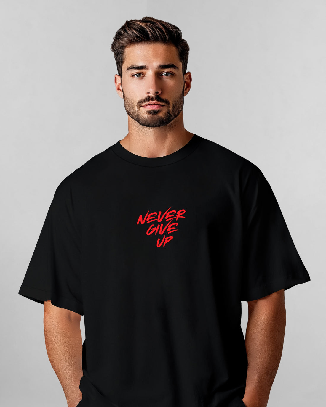 Ajithkumar vidaamuyarchi Printed Oversize T-Shirt Red print