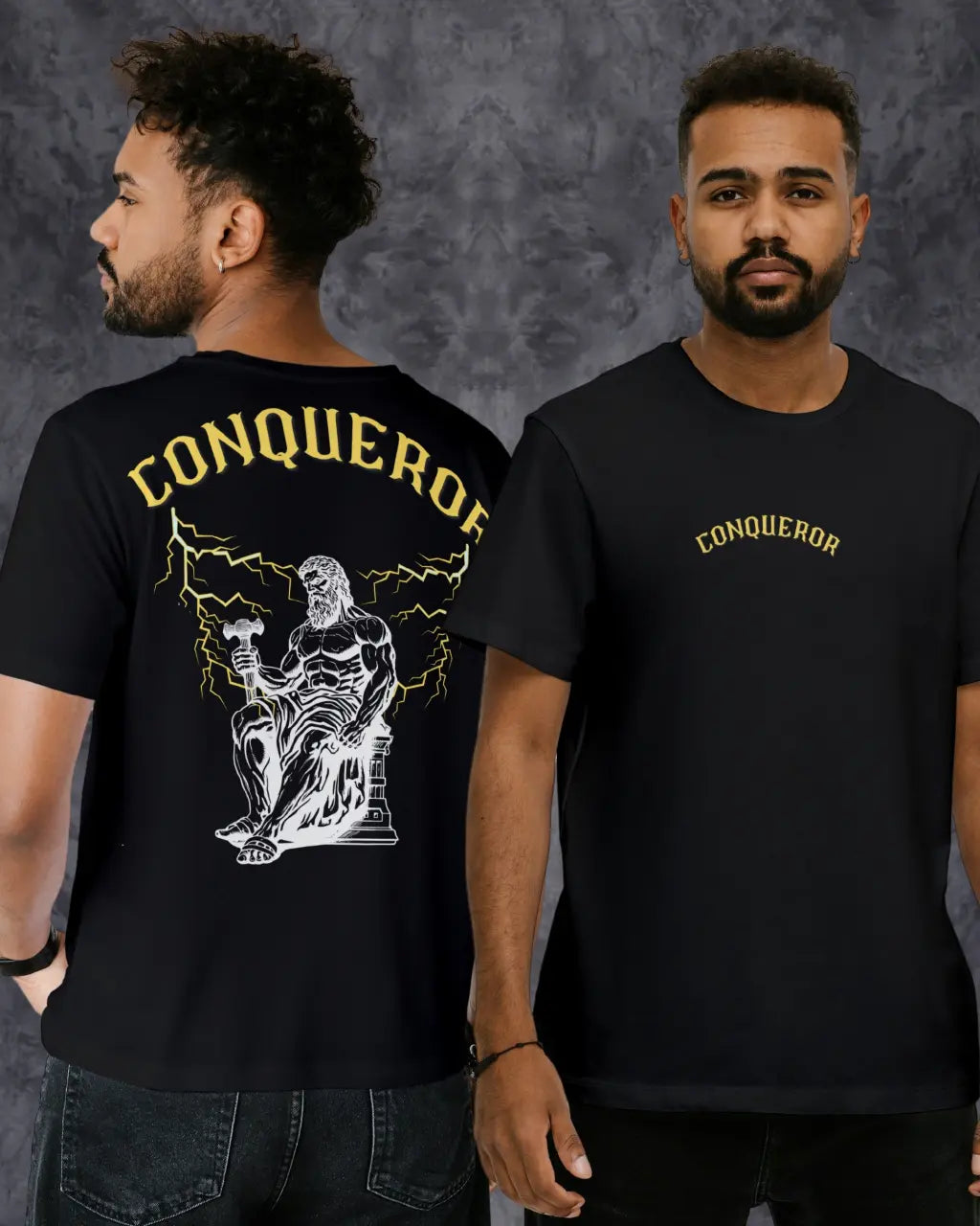 Conqueror Printed Oversized Black T-shirt