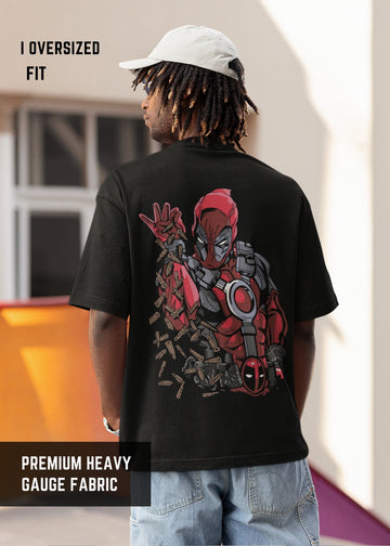 Deadpool Printed Oversize T-Shirt Red print