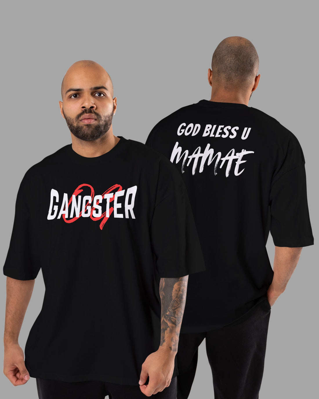 OG Gangster Good-Bad-Ugly AK Printed Cotton Lycra | Oversized T-Shirt