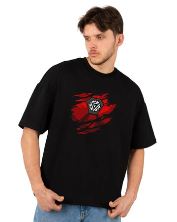Iron ManMarvel Printed Oversized black T-shirt