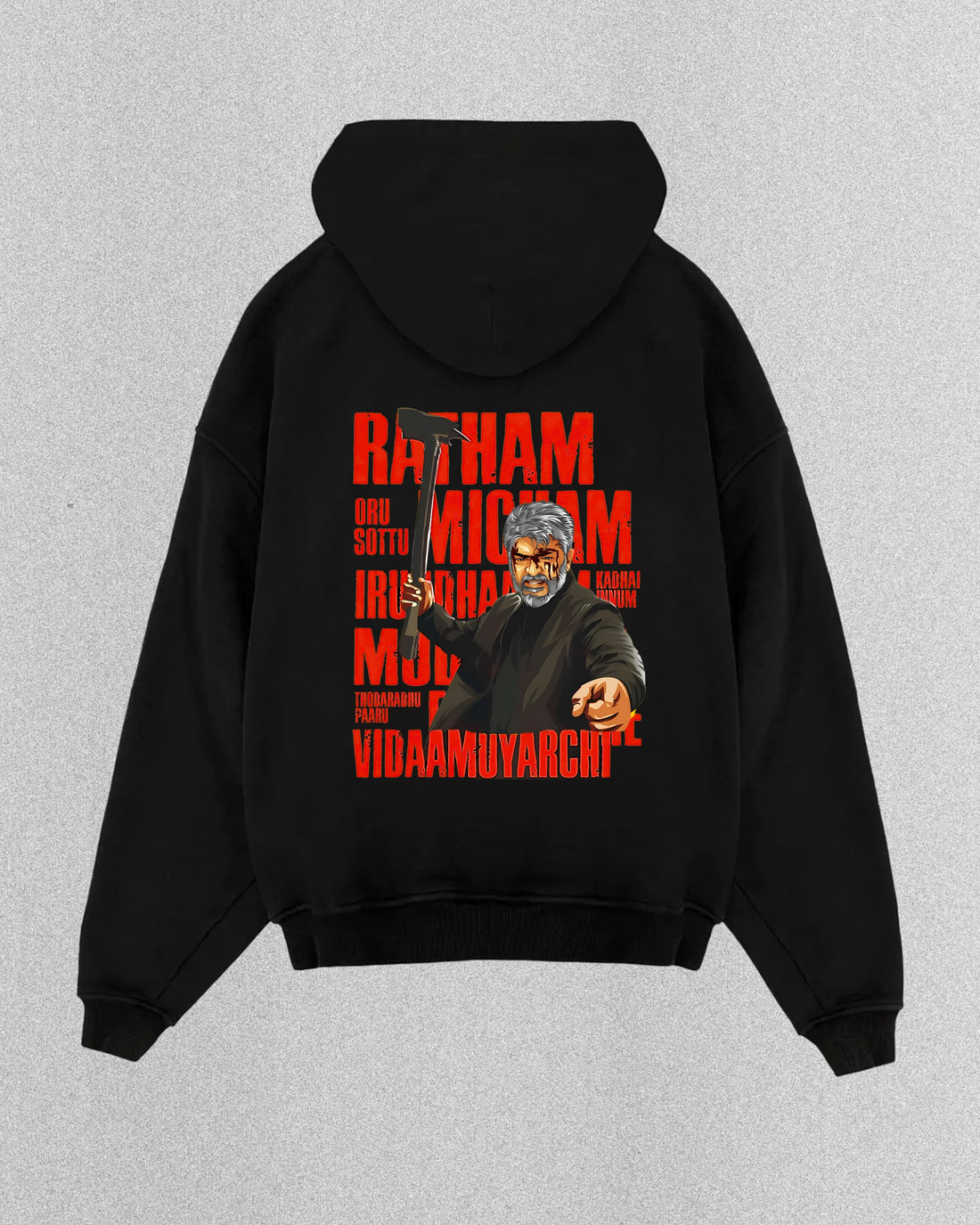 Ajithkumar vidaamuyarchi Printed hoodie red, yellow print