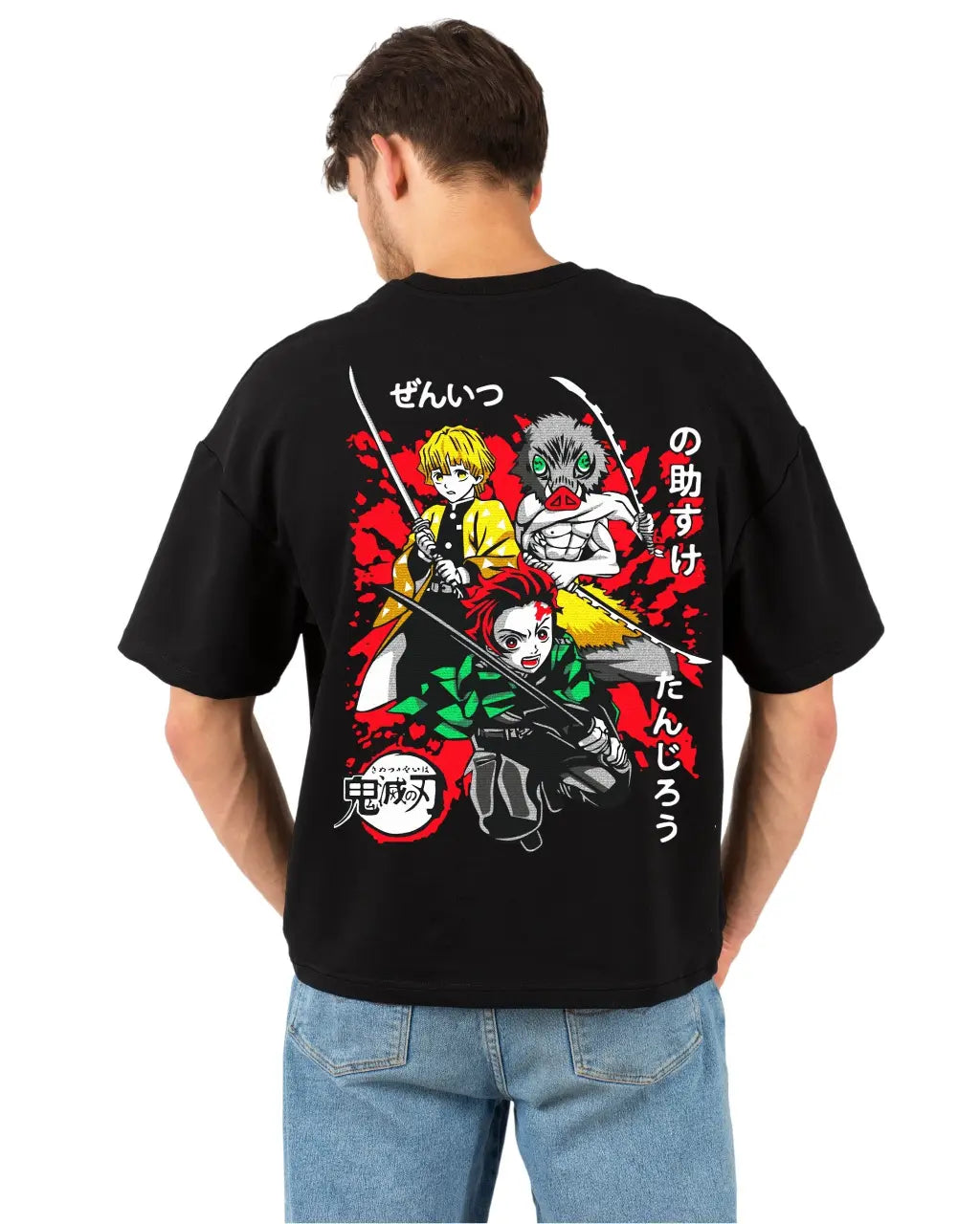 Demon Slayer Oversize Roundneck Black T-Shirt