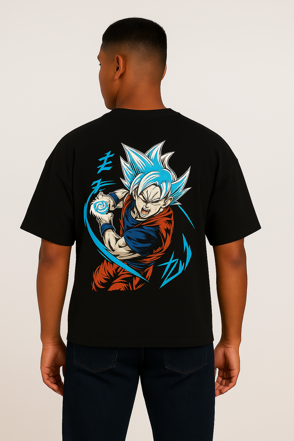 Goku Attack Mode Printed Round Neck Pure Cotton Black T-Shirt