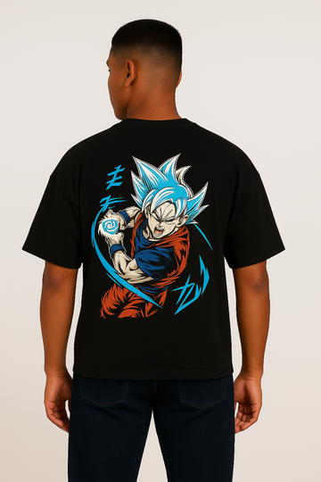 Goku Attack Mode Printed Round Neck Pure Cotton Black T-Shirt