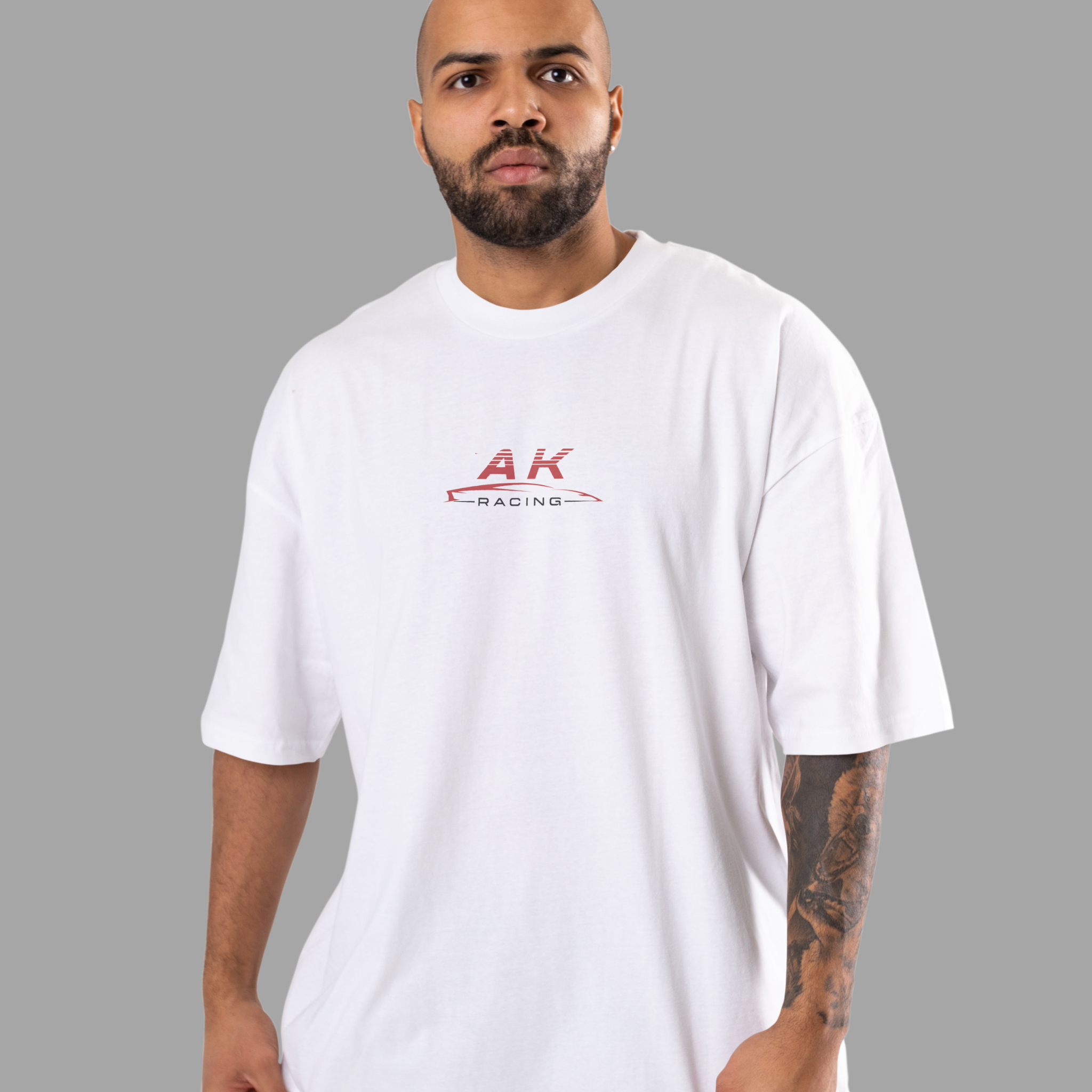 AK version ii Premium lycra Cotton | Oversized white T-Shirt