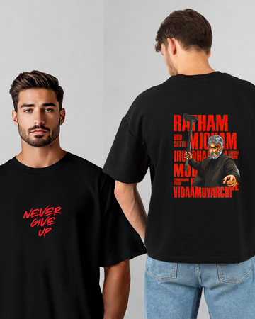 Ajithkumar vidaamuyarchi Printed Oversize T-Shirt Red print