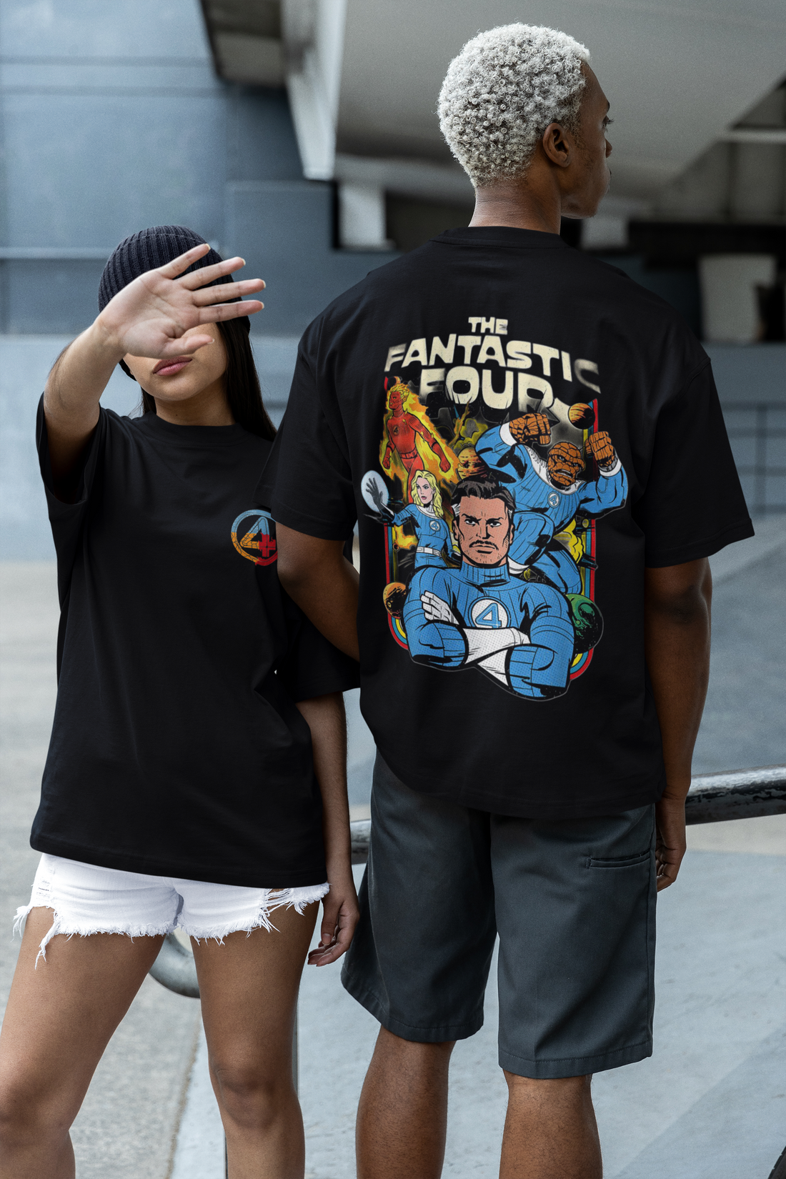 Retro Cosmic Hero Squad Oversized Graphic Tee