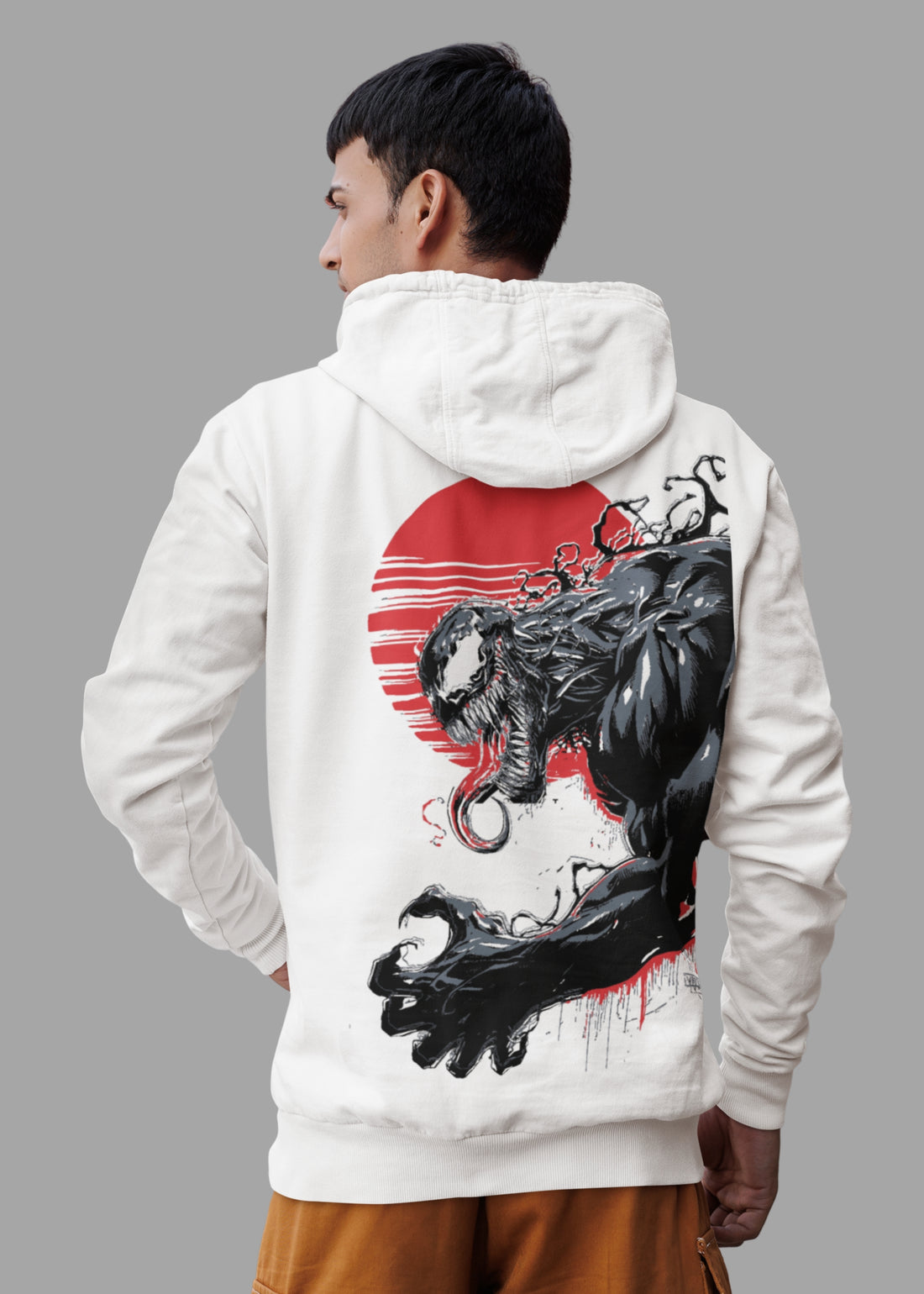 Venom White Hoodie – Dual-Side Print Edition