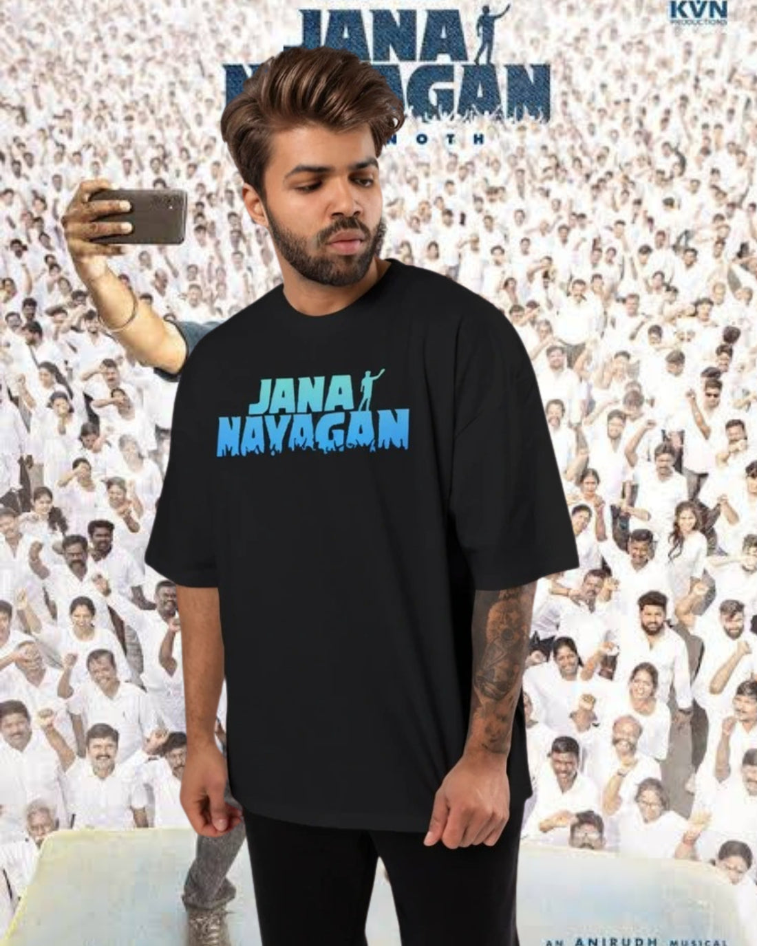 Jana Nayagan Thalapathy Printed Lycra Cotton  | Oversized T-Shirt