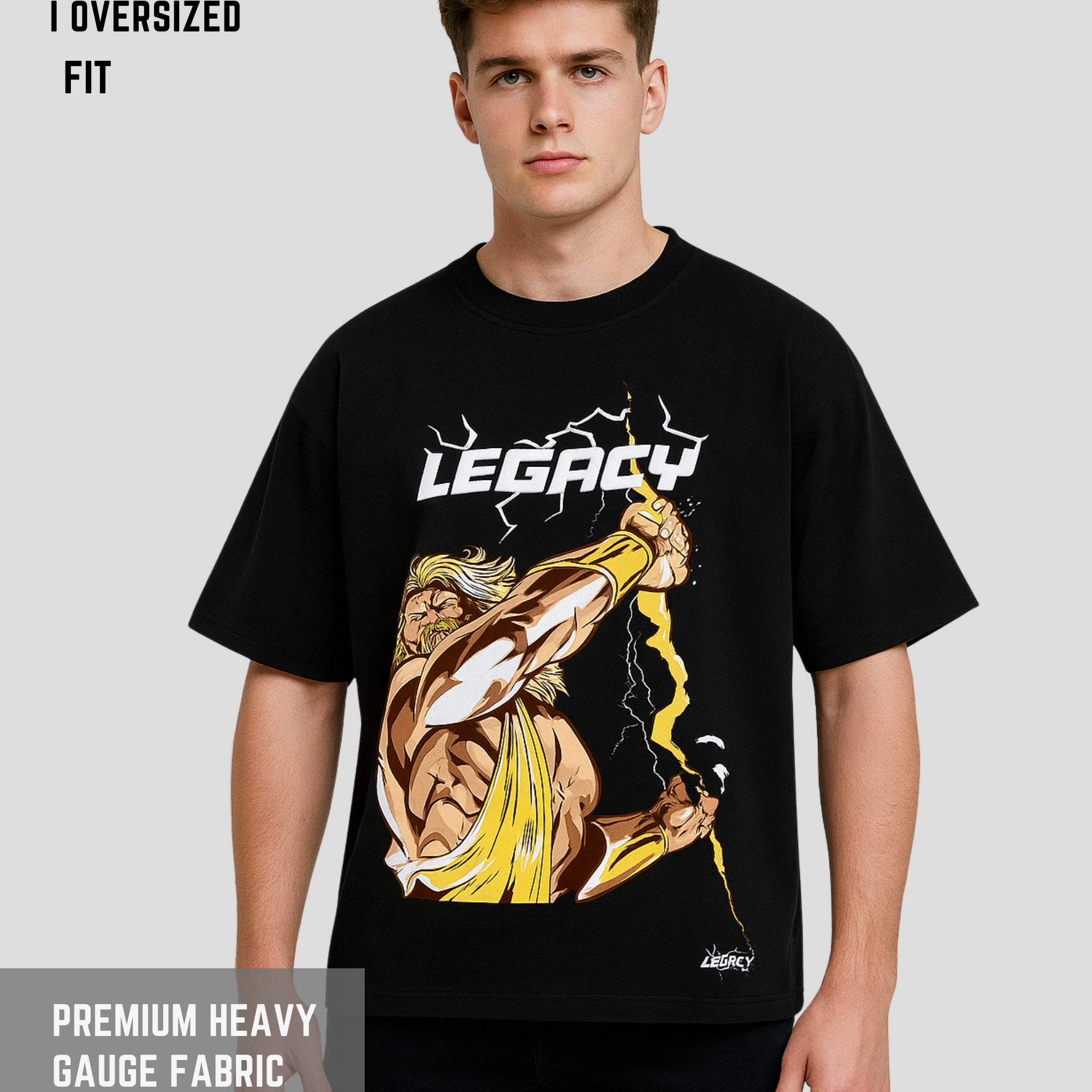 Legacy Zeus Lightning Oversized T-Shirt – Premium Heavy Gauge Fabric | Oversized tshirt