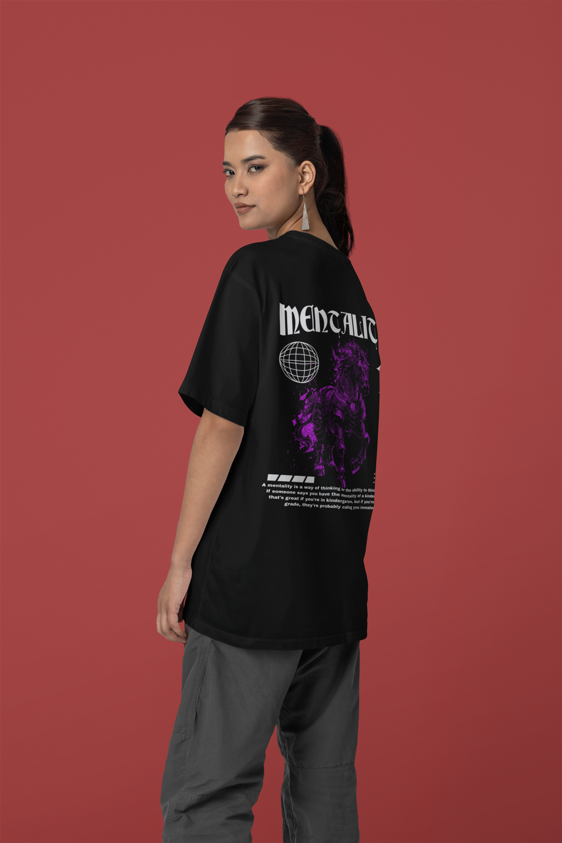 MENTALITY Oversized Streetwear Tee – Unisex | Black