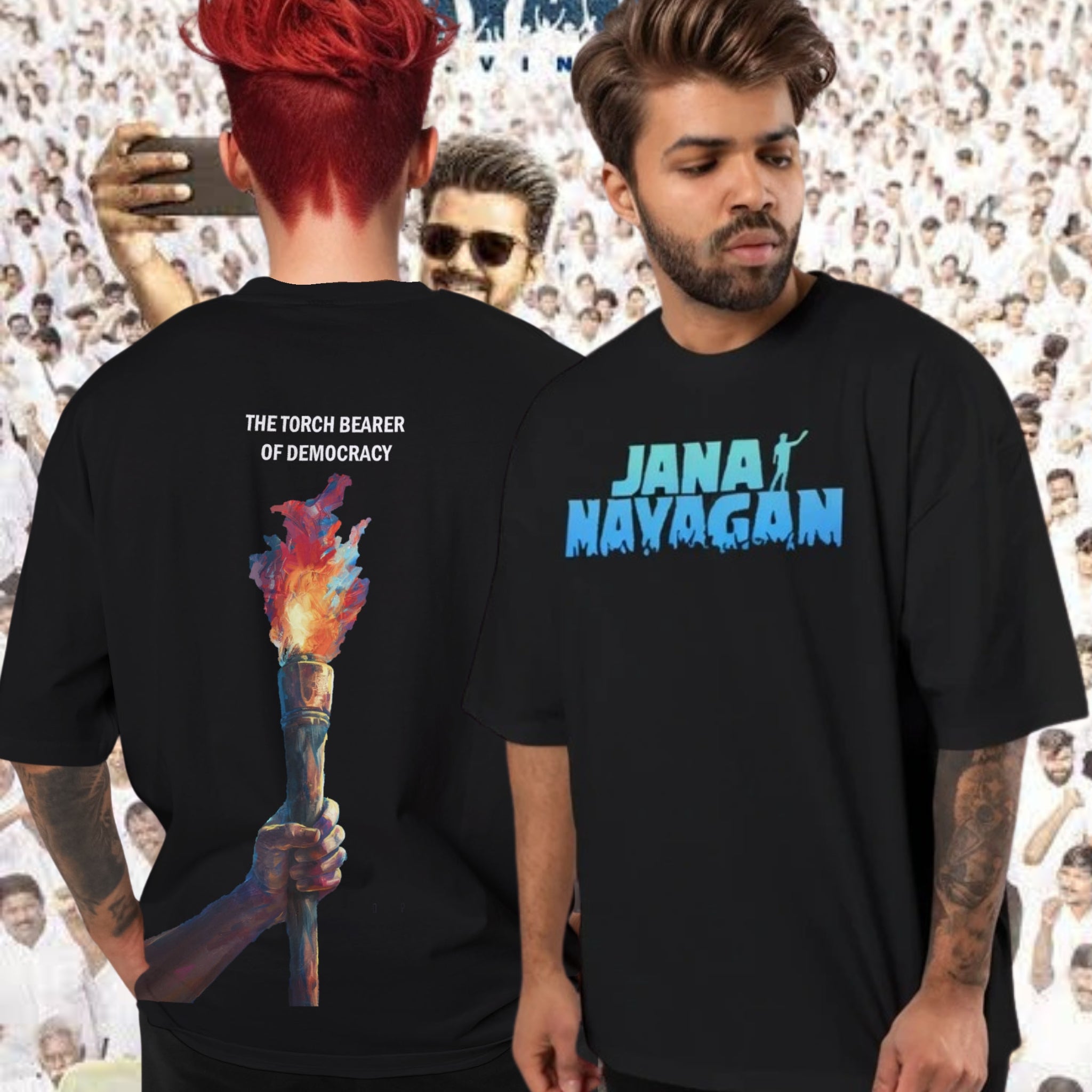 Jana Nayagan Thalapathy Printed Lycra Cotton  | Oversized T-Shirt