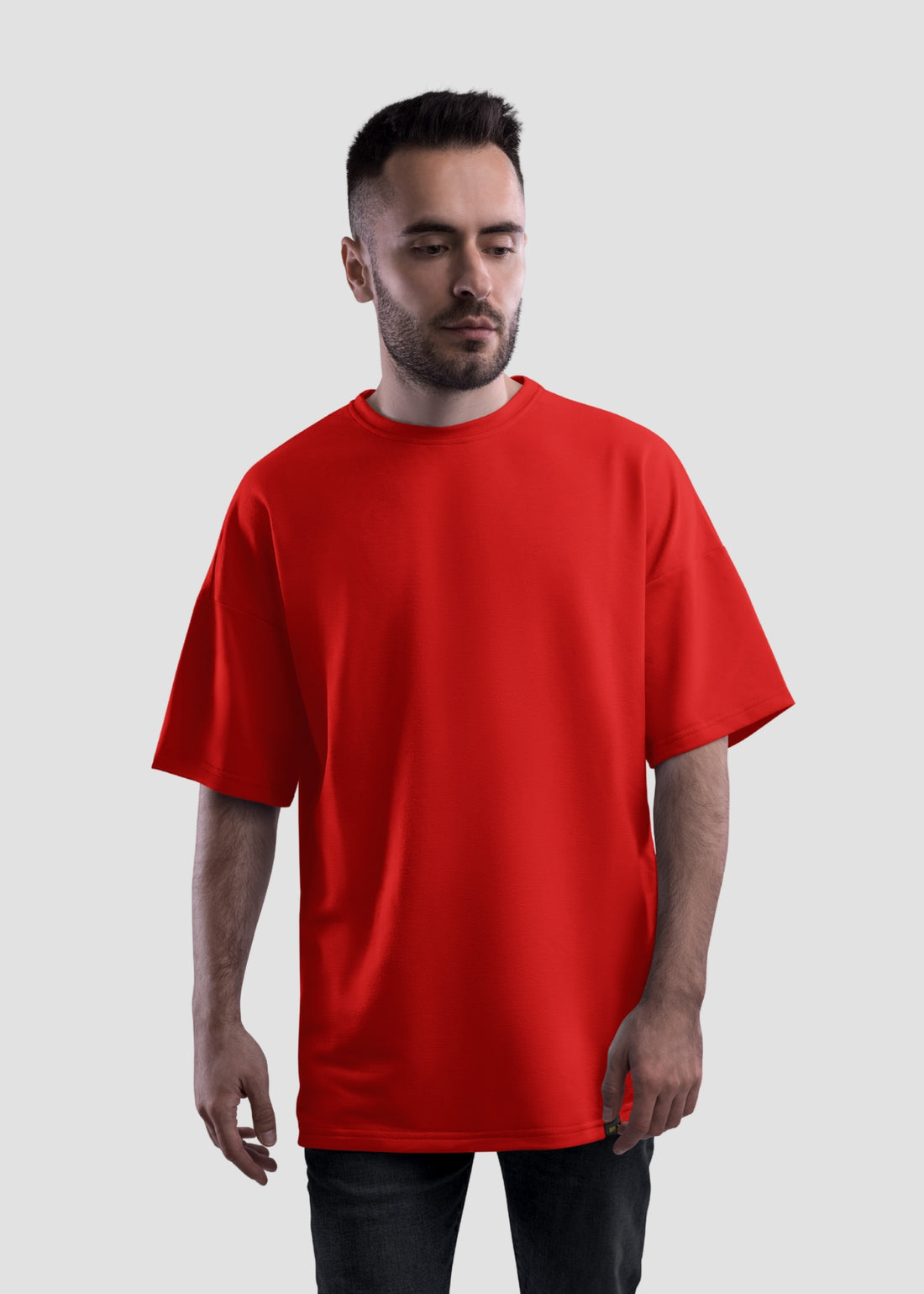 Red Premium Oversize Printed T-shirt | Oversize T-Shirt ( Pack of 2 )