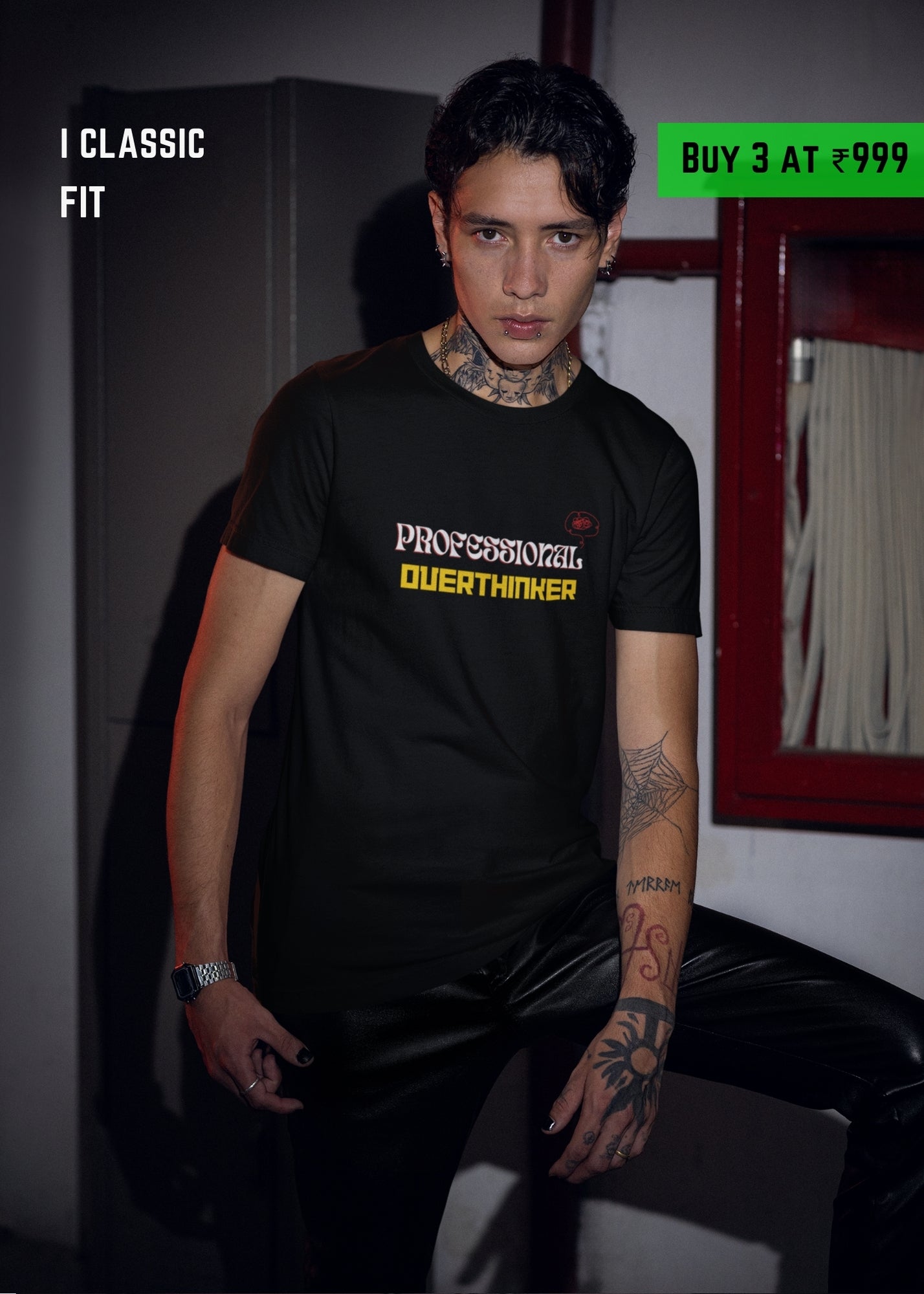 Professional Overthinker Premium Classic Fit Half-Sleeve Plain T-shirt | Plain T-Shirt