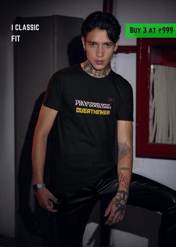 Professional Overthinker Premium Classic Fit Half-Sleeve Plain T-shirt | Plain T-Shirt