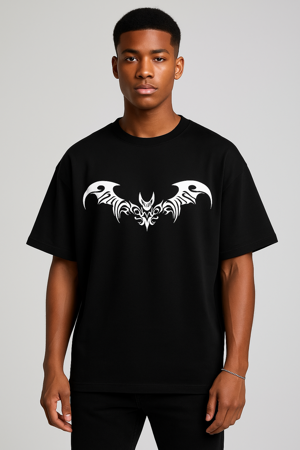 "Dark Reign" Oversized Black T-Shirt – Front & Back Puff Print