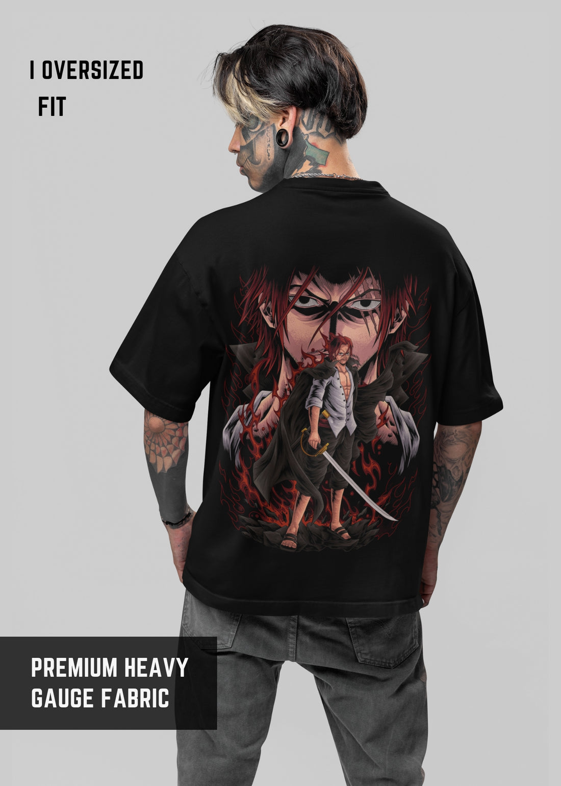 🔥 "Crimson Ronin" Oversized Graphic Tee – Warrior Flame Edition| Premium Graphic – Limited Edition | Oversized Streetwear T-shirt – Unisex | Black