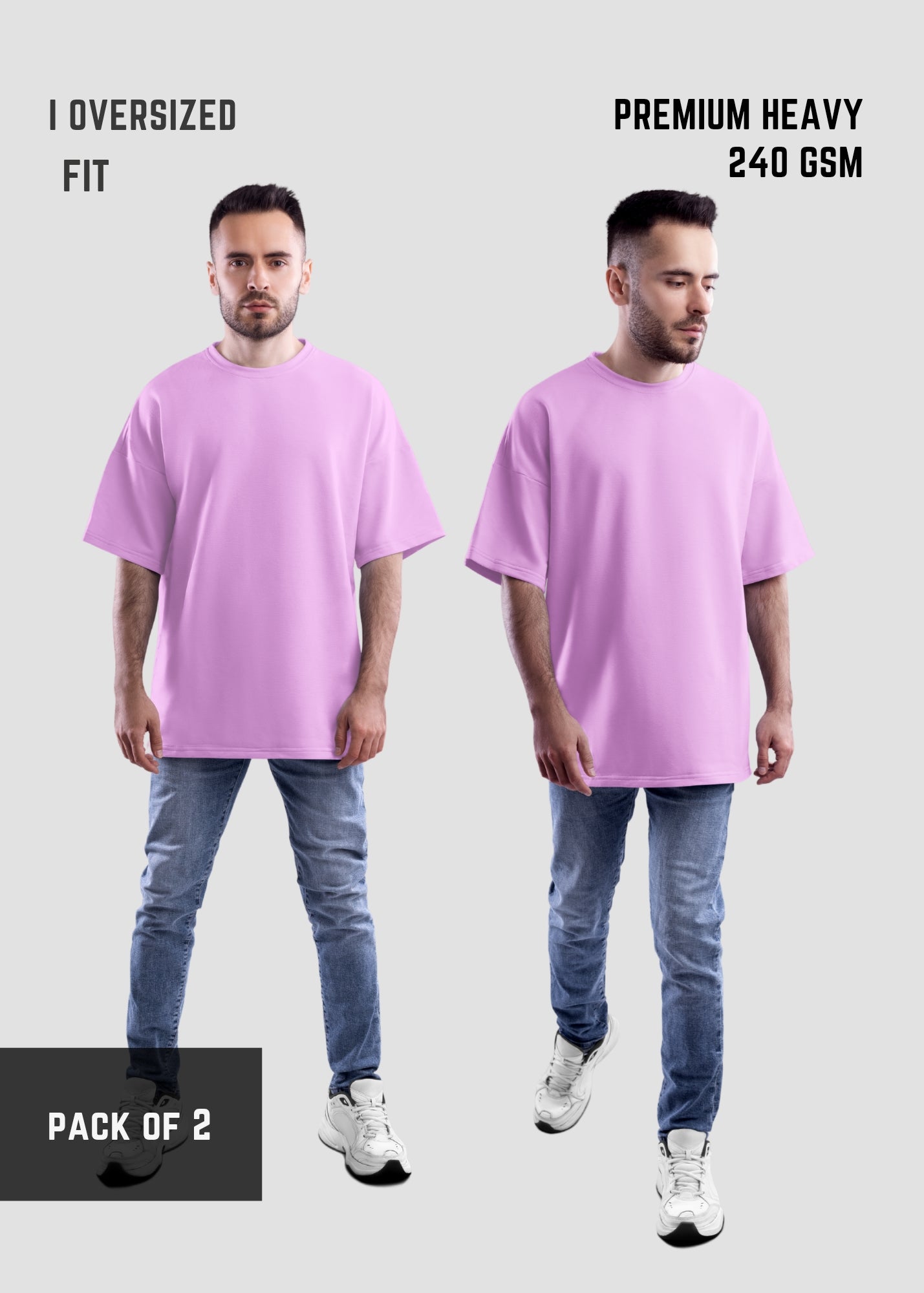 Premium Oversize Printed T-shirt |Purple Oversize T-Shirt ( Pack of 2 )