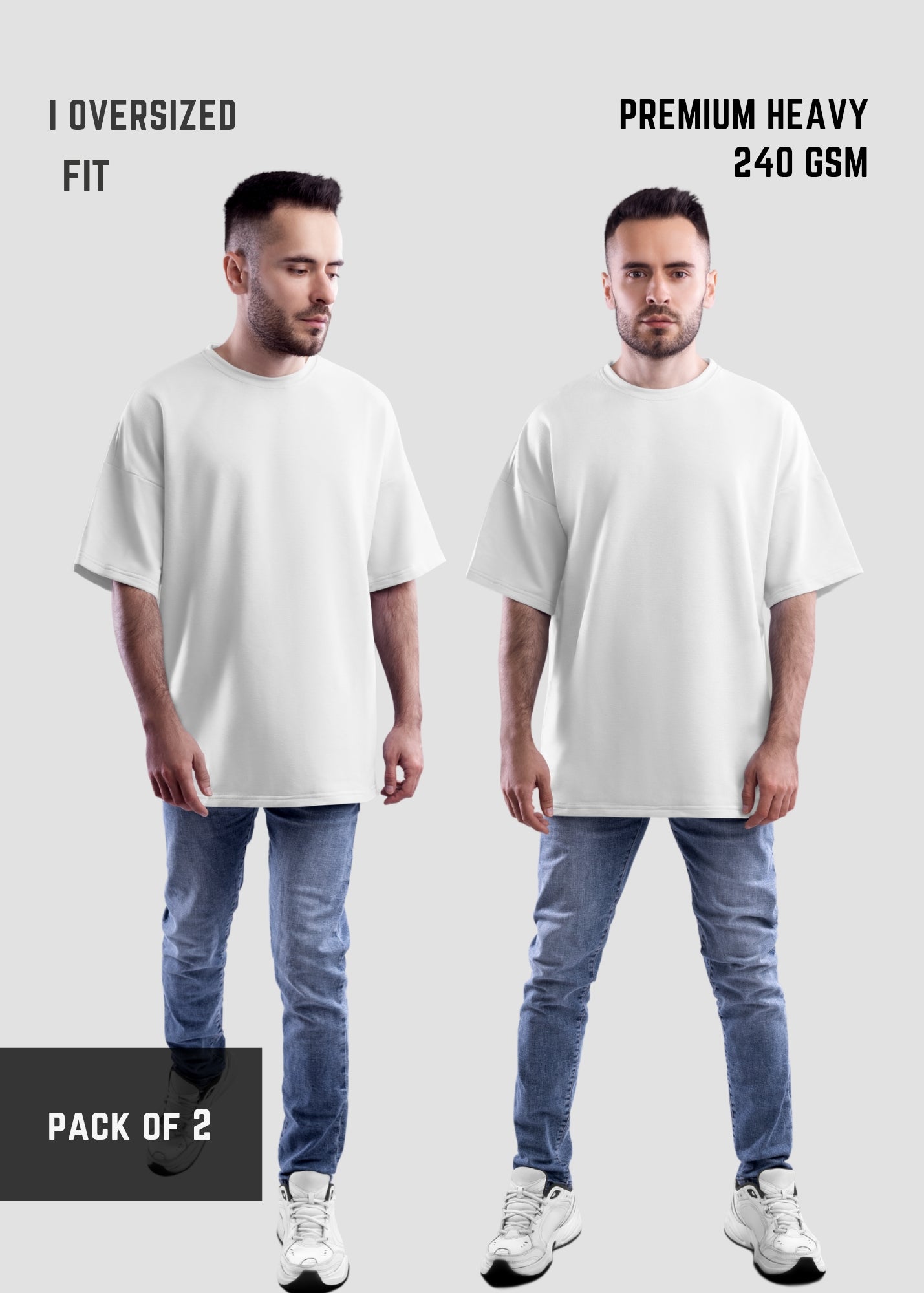 Premium Oversize Printed T-shirt | Oversize T-Shirt ( Pack of 2 )