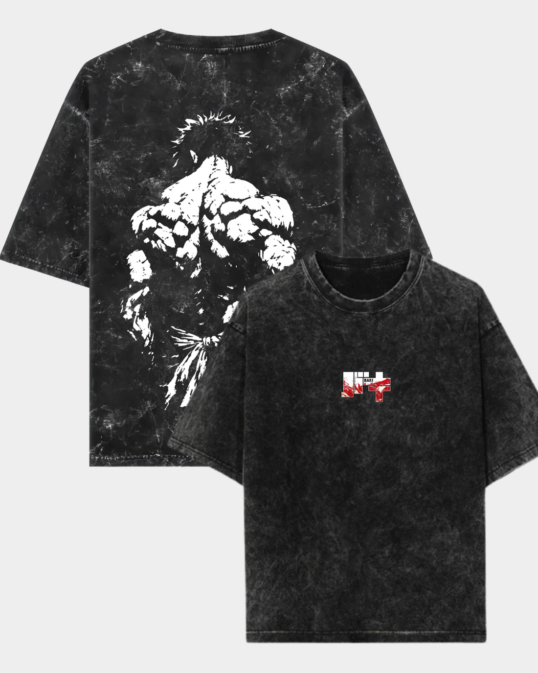 Oversized Anime Graphic T-Shirt – Vintage Washed Black