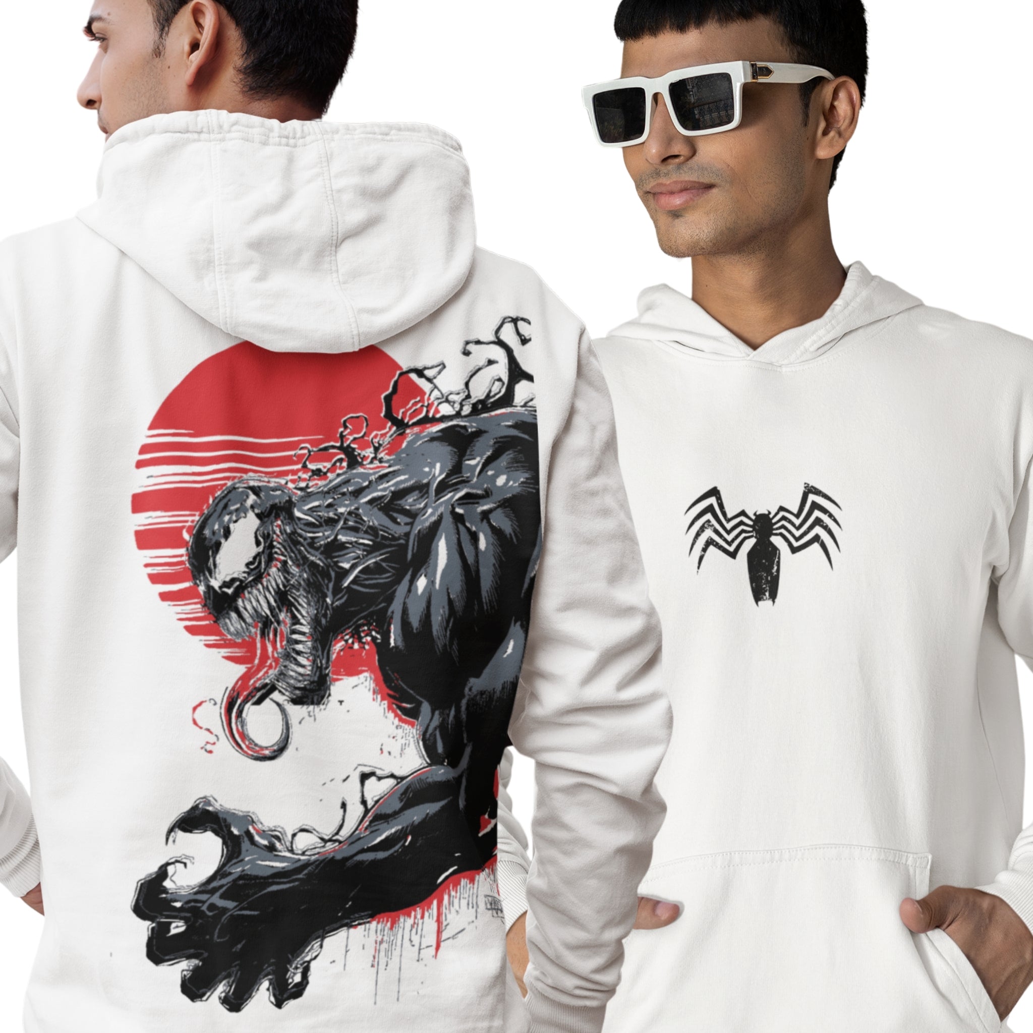 Venom White Hoodie – Dual-Side Print Edition