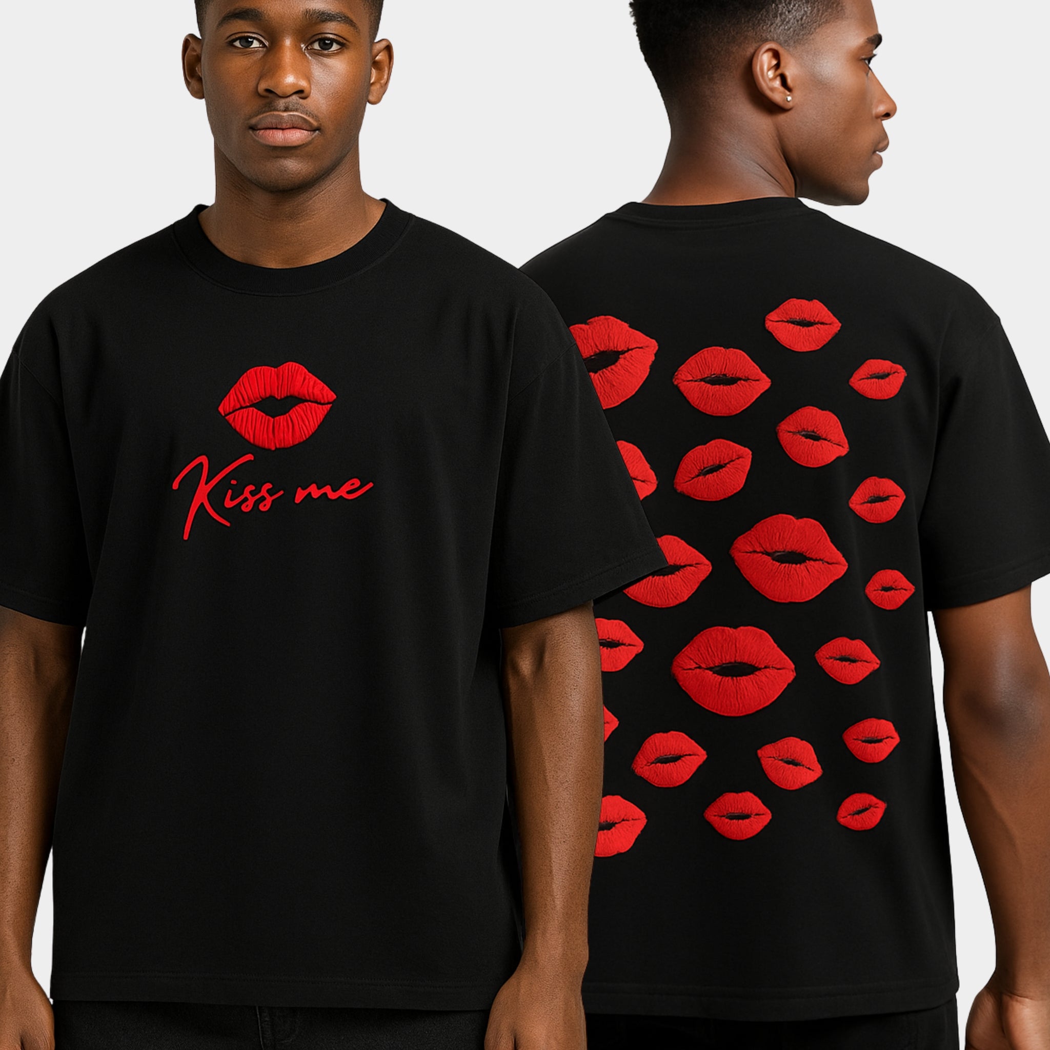 LA LEGACY kiss Me Oversized puff print Tee – Street Goth Edition (Unisex)